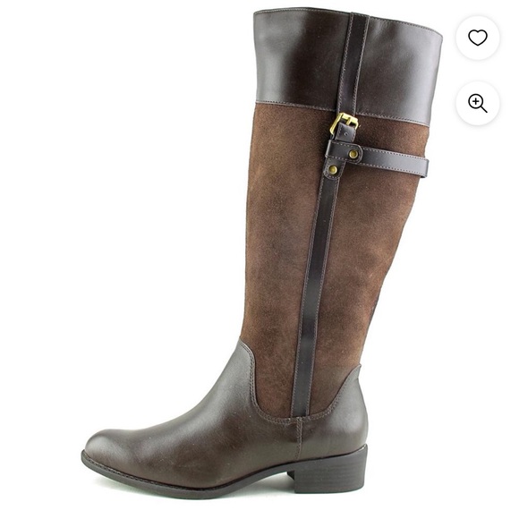 NEW $189 EASY SPIRIT | Domina Brown faux Leather Suede Riding Western Boots 6.5 - Picture 3 of 11